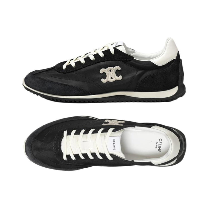 CELINE Triomphe Racer Lace-Up Low-Top Sneakers Black 364365257C 38NO