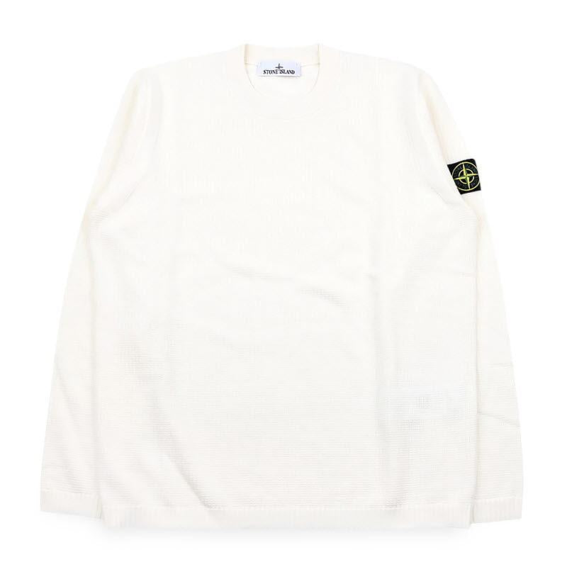 STONE ISLAND Wappen Patch Ivory Crewneck Knit Sweater f L1S155100023 S01B2 V0093