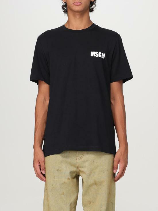 MSGM Logo Print Short Sleeve T-Shirt Black Men's