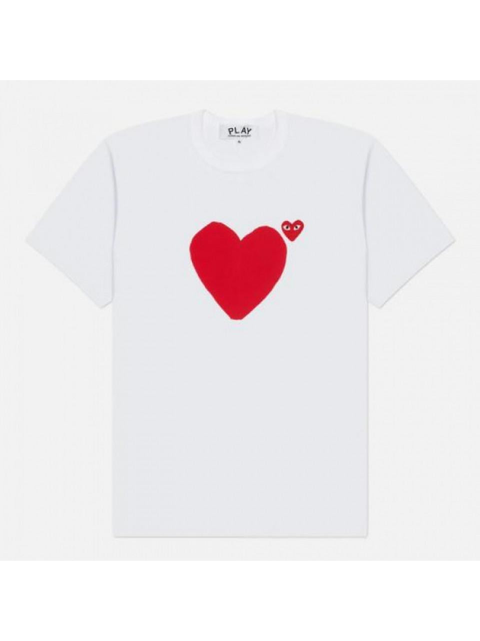 Comme des Garcons Red Double Heart Short Sleeve T-Shirt AX T222 051 1