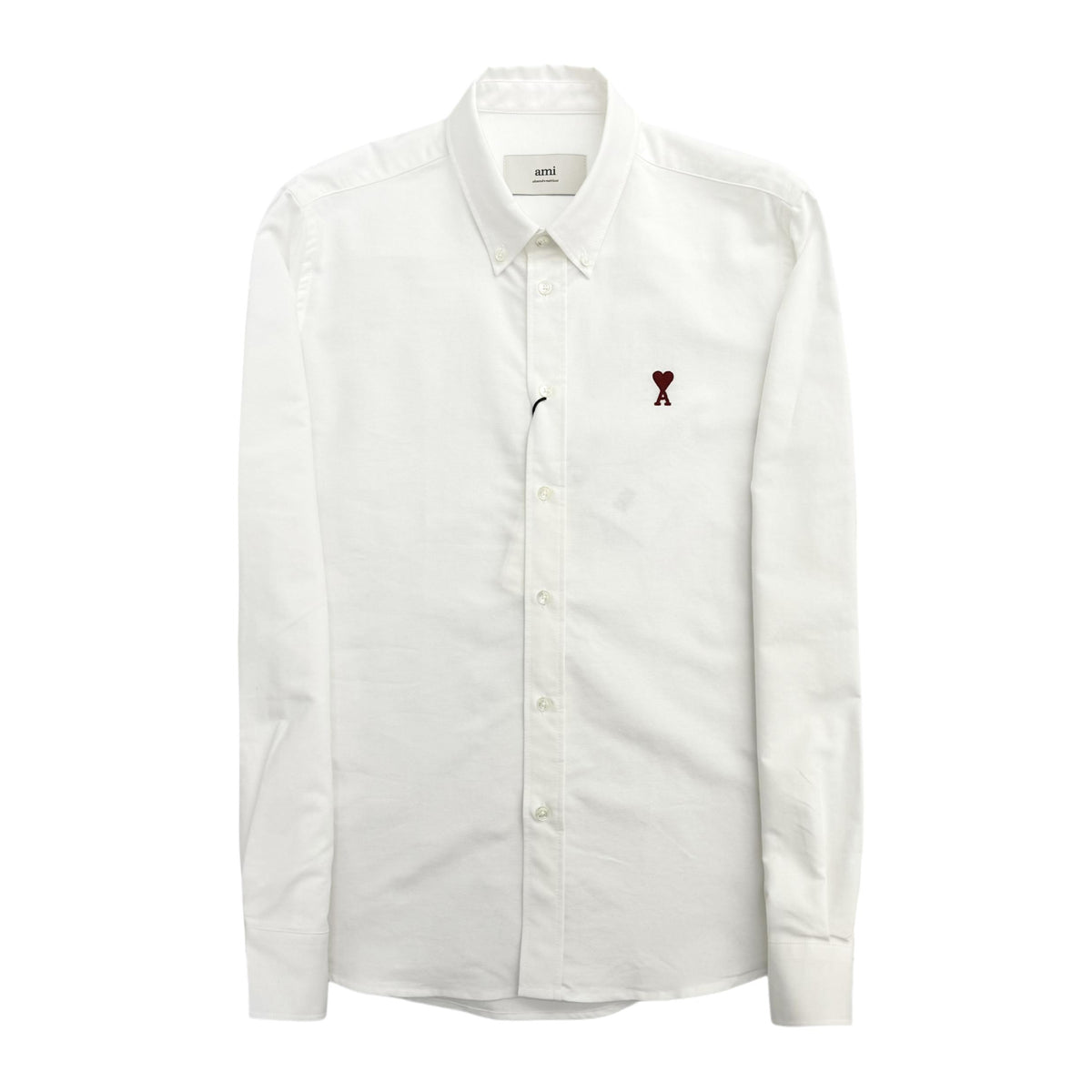 AMI Heart Logo Oxford Long Sleeve Shirt BFUSH063 168