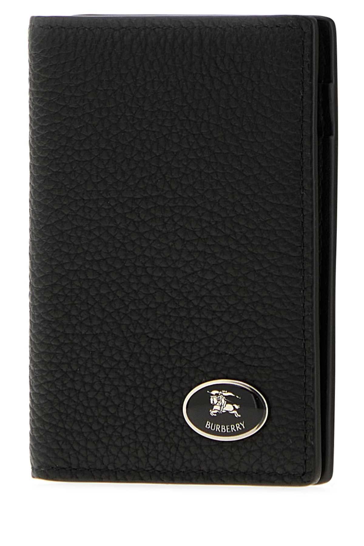 BURBERRY Black Leather Card Holder Wallet