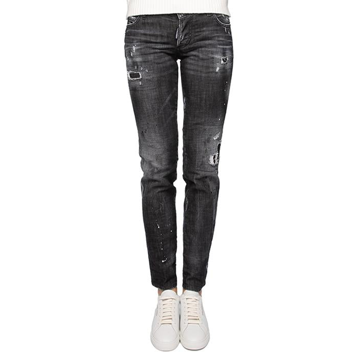 Dsquared2 Women’s Jennifer Black Wash Cropped Denim Jeans