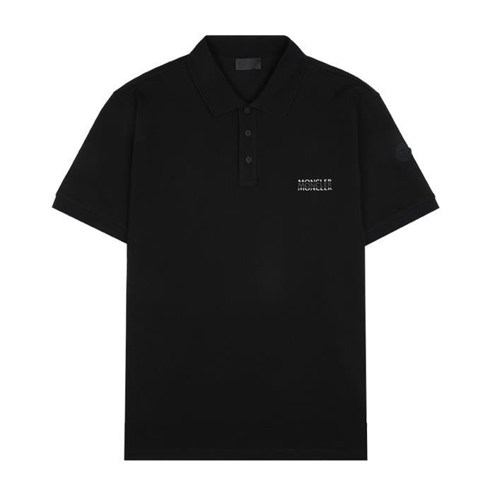 Moncler Logo Patch Piqué Polo Shirt Black Men’s