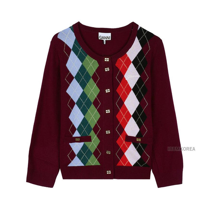 GANNI Women’s Check Knit Cardigan