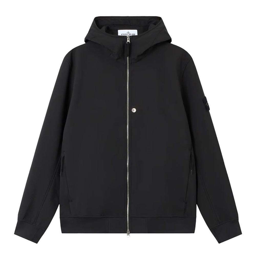 STONE ISLAND Black Hooded Zip-Up Jacket for Men K2S15Q100004 S0B22 V0029