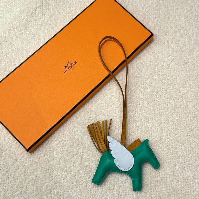 HERMES Rodeo Pegasus PM Charm Calfskin Lambskin Key Ring Unisex