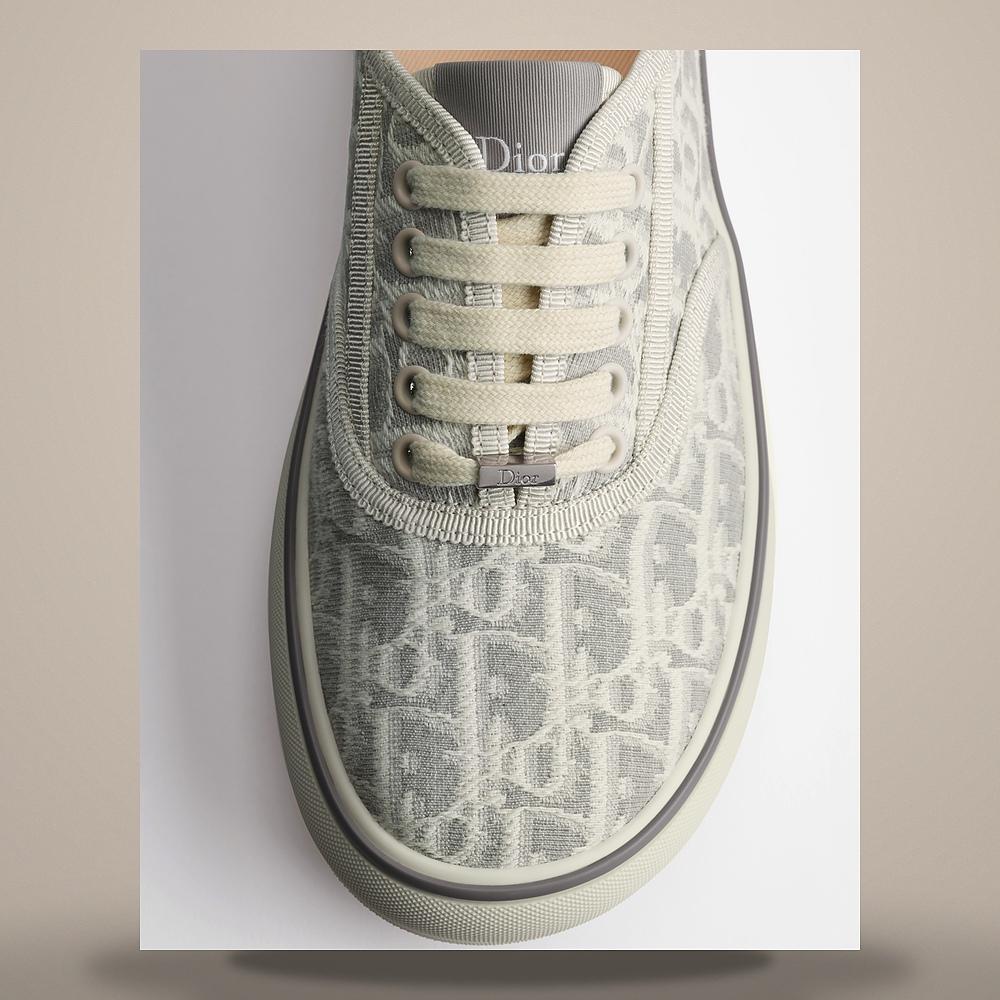 DIOR White Gray Salt Wind Sneakers Dior Oblique Embroidery Cotton KCK528OLF S47W