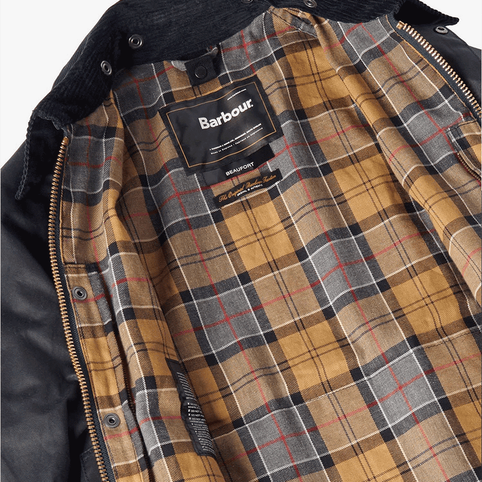 Barbour Mens Beaufort Wax Jacket Navy Cotton Outerwear