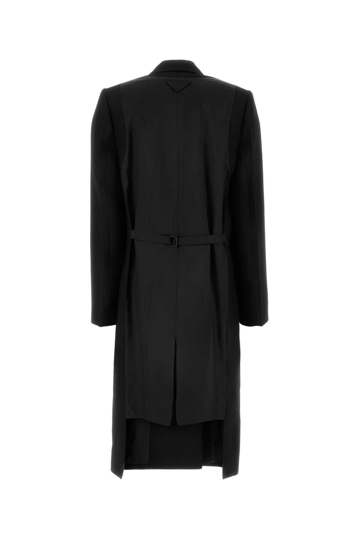 PRADA Black Wool Blend Long Coat