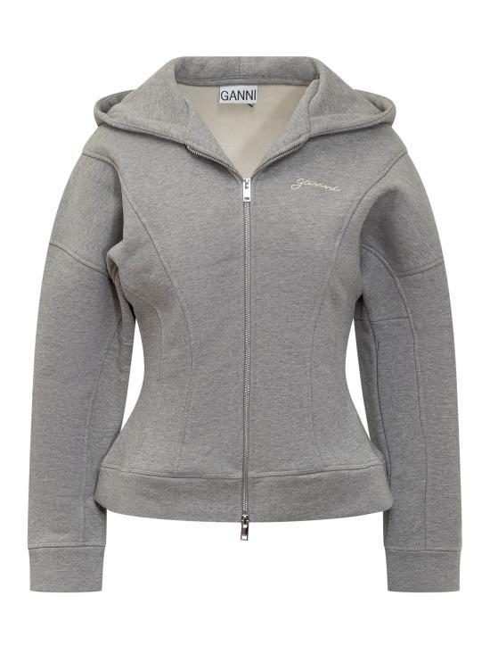 GANNI Fleece Zip-Up Hoodie Women’s T3998921 PALOMA MELANGE DOM