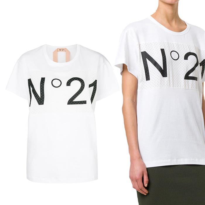 N˚21 Logo Dot T-Shirt White Cotton Women’s Top