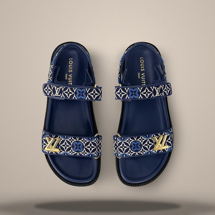 Louis Vuitton Men's Sunset Flat Comfort Navy Blue Sandals