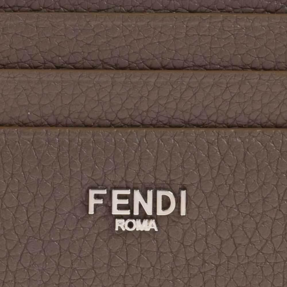 FENDI Selleria Leather Card Holder Unisex Navy
