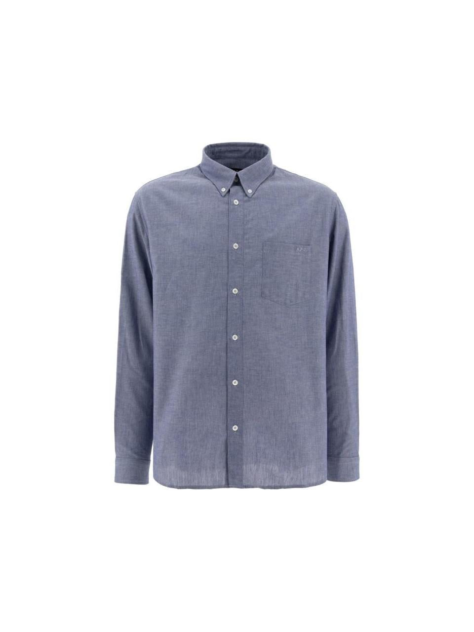 A.P.C. Edouard Logo Long-Sleeve Shirt White Cotton Mens