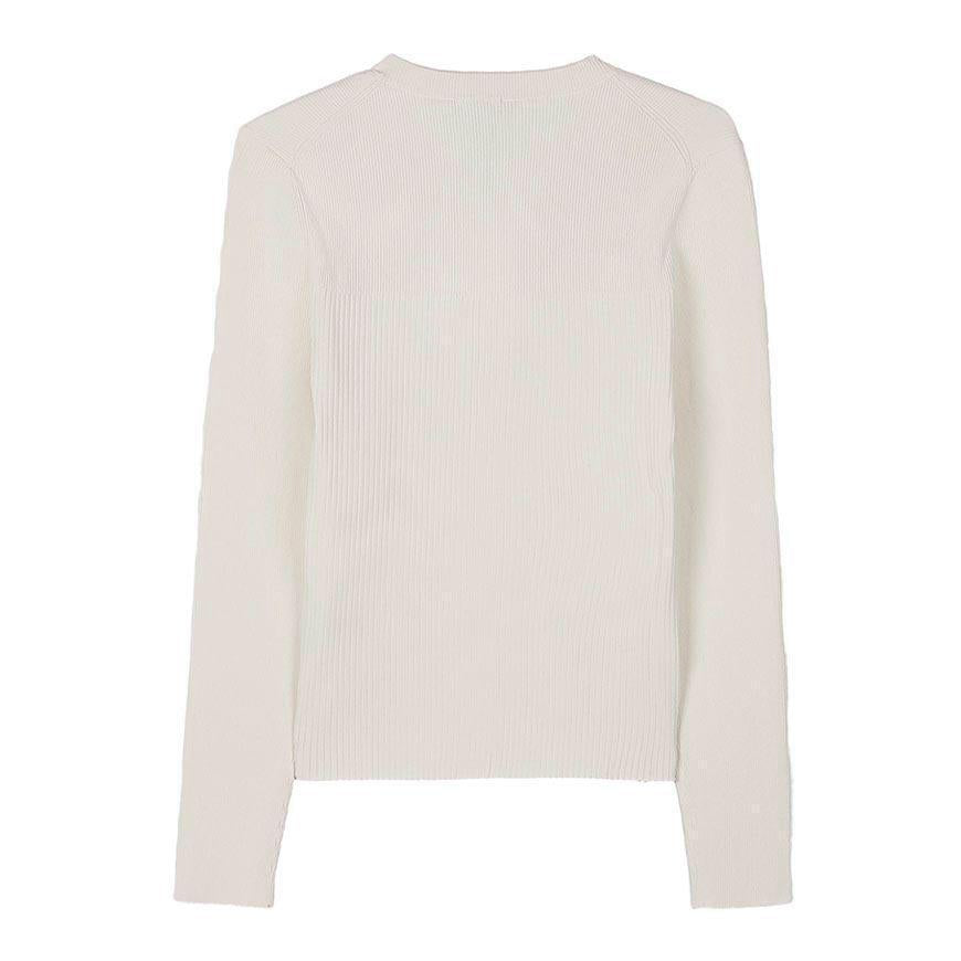 Maison Kitsune Baby Fox Ribbed Cardigan Women’s Beige Knit QW00502 KT1193 0063