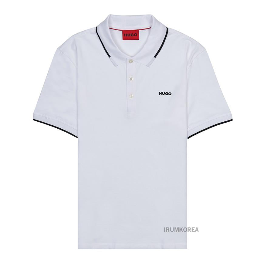 HUGO BOSS Men’s Embroidered Logo Polo T-Shirt White Cotton