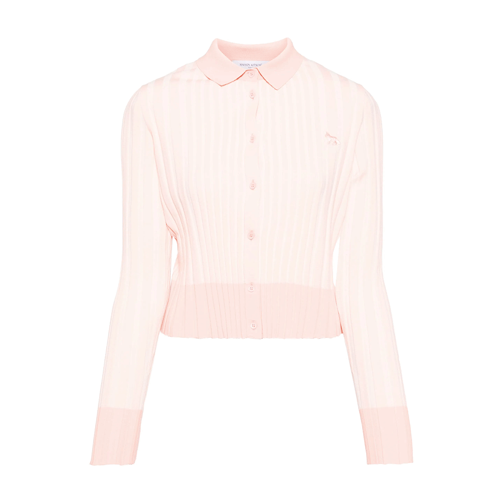 Maison Kitsune Ribbed Cardigan Baby Fox Women’s Cardigan Ivory OW00504 KT1121