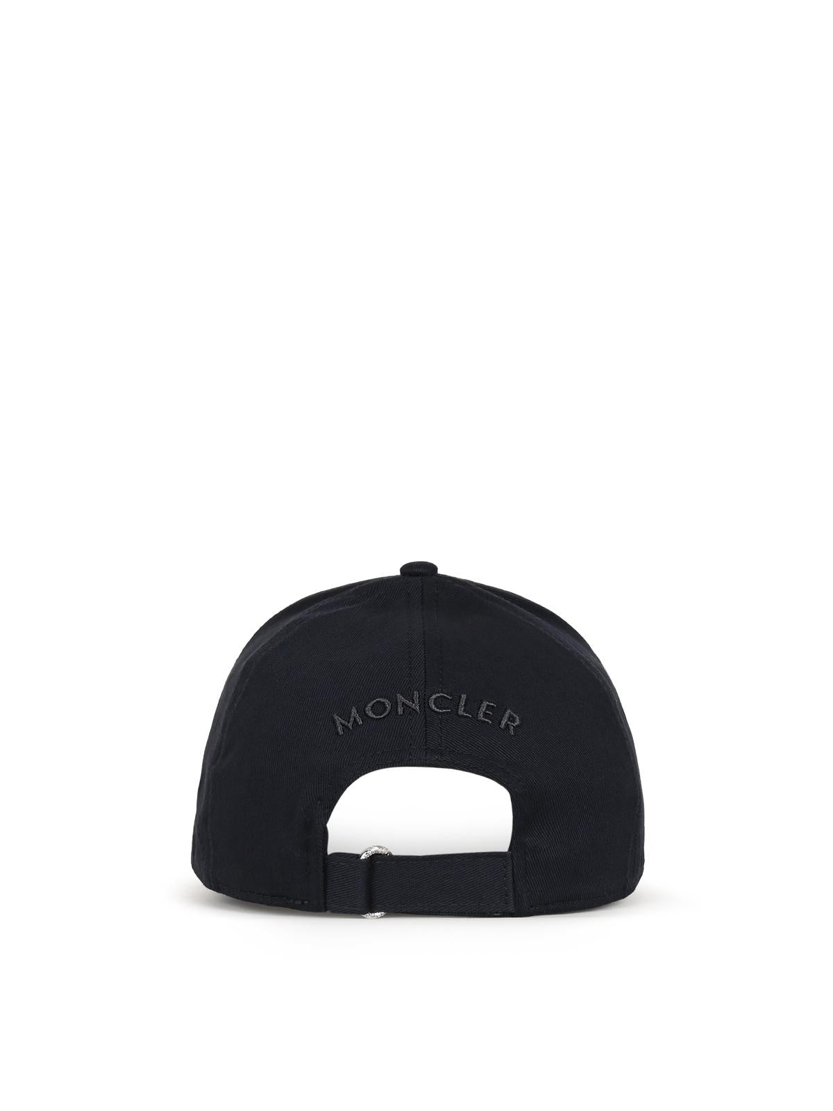 Moncler Black Cotton Logo Baseball Cap