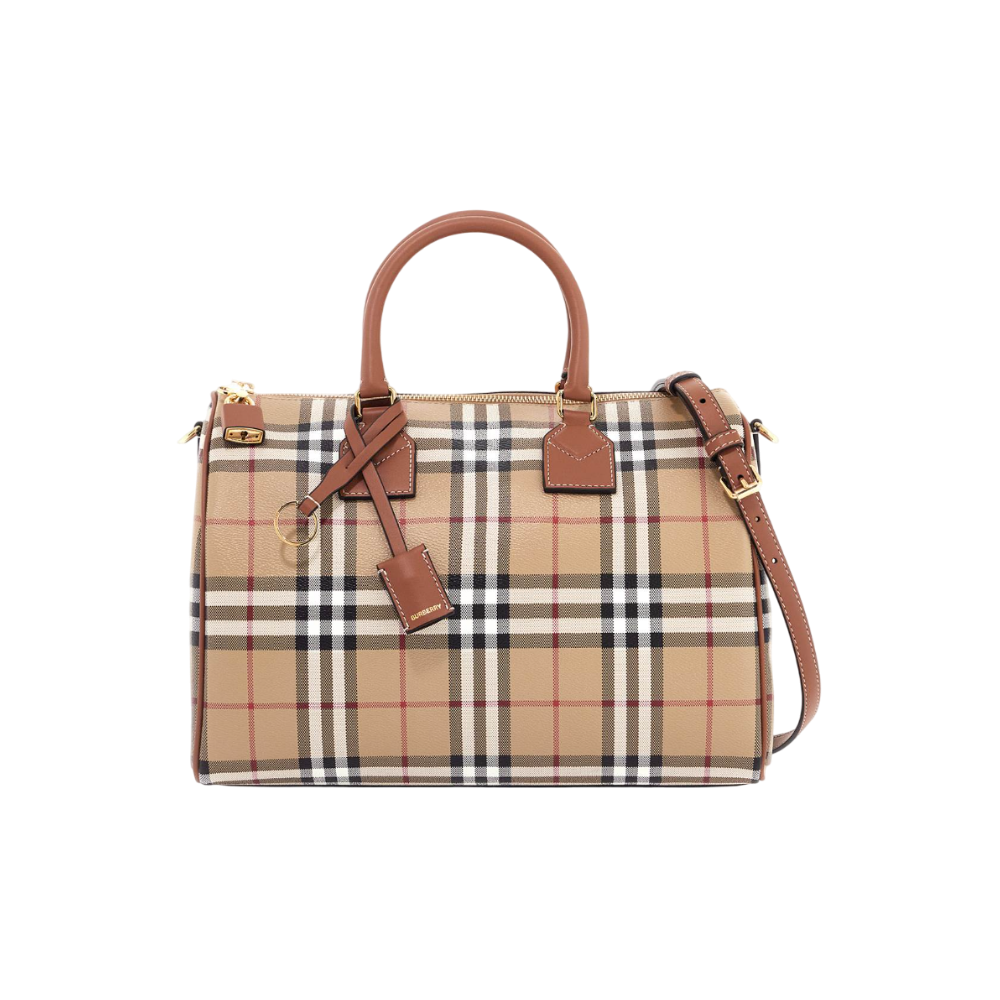 BURBERRY Check Medium Bowling Bag Brown Women’s Tote Bag