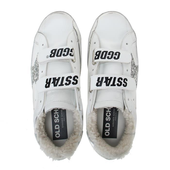 GOLDEN GOOSE Old School Glitter Low-Top Sneakers White Silver