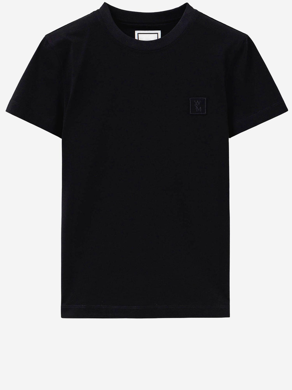 WOOYOUNGMI Black Flower Back Logo Round Neck Short Sleeve T-Shirt