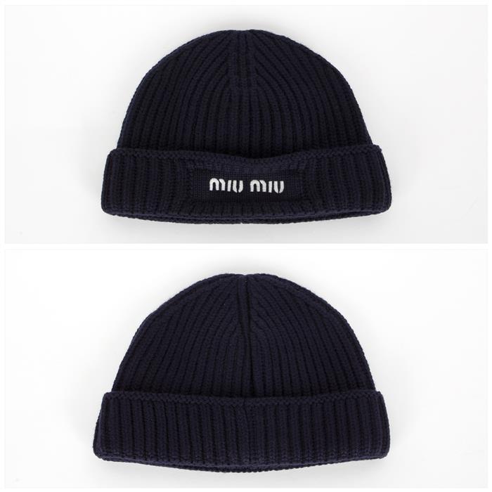 Miu Miu Embroidered Logo Wool Beanie 5HC375 2CSF F022X