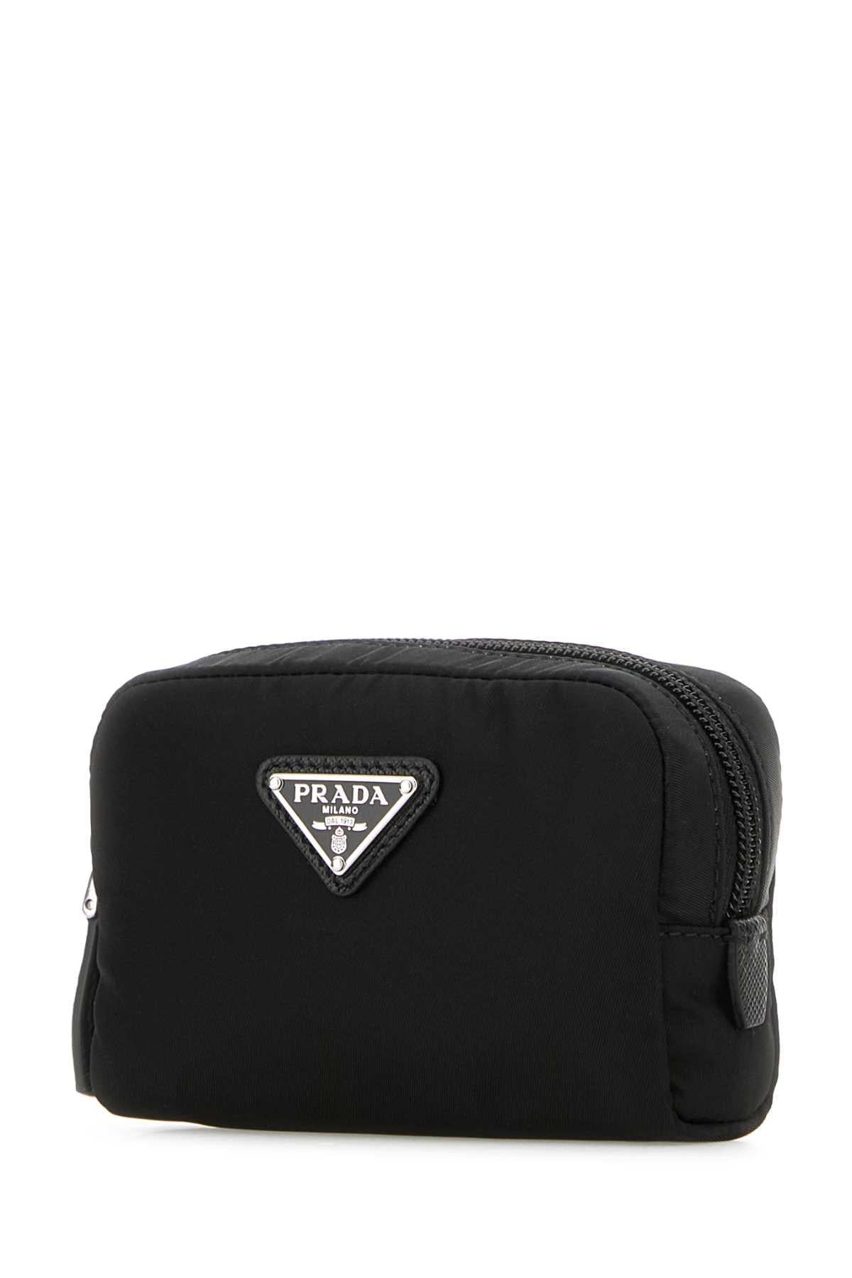PRADA Black Leather Zip Pouch