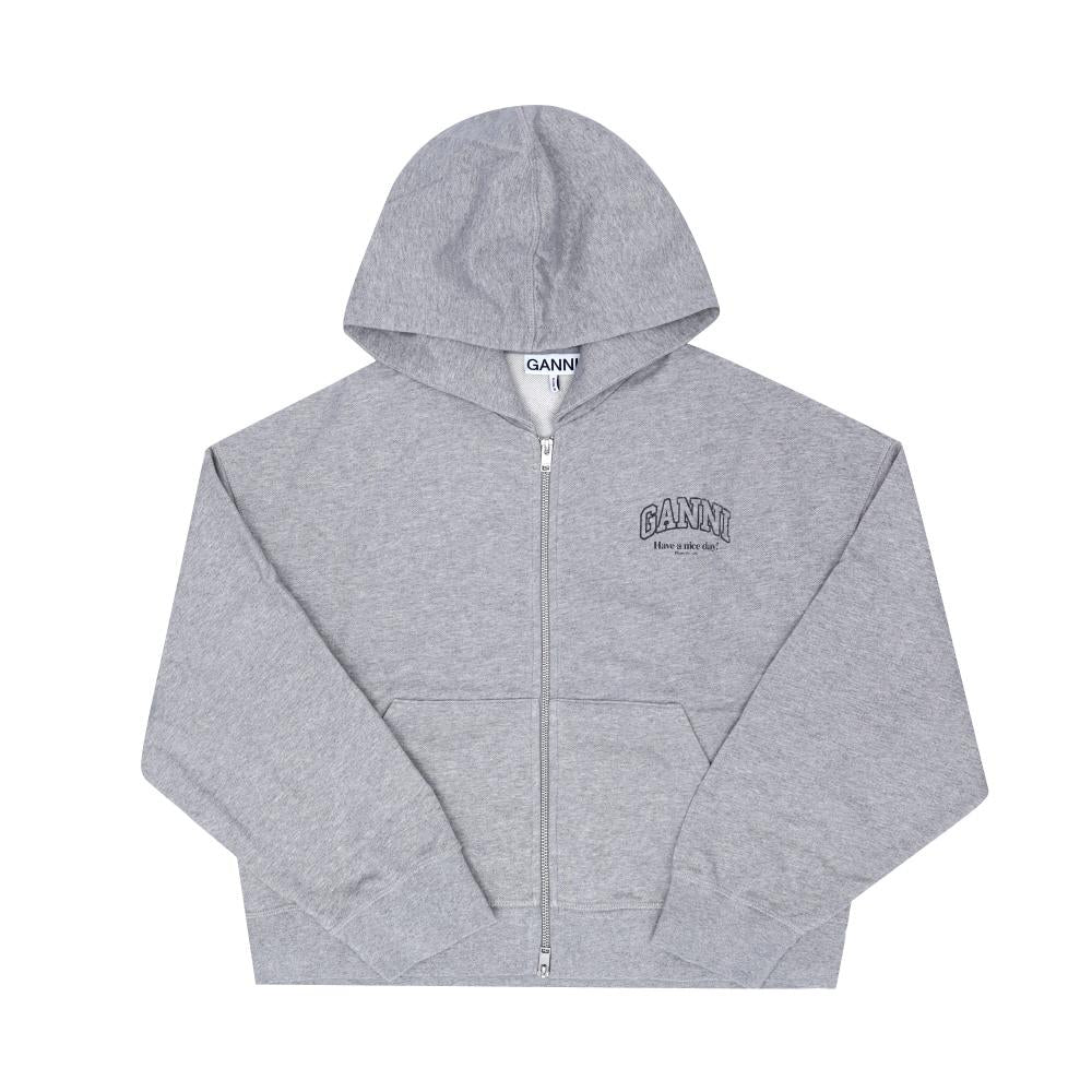 GANNI Essential Isoli Logo Lettering Hooded Sweatshirt for Women A1060023 920