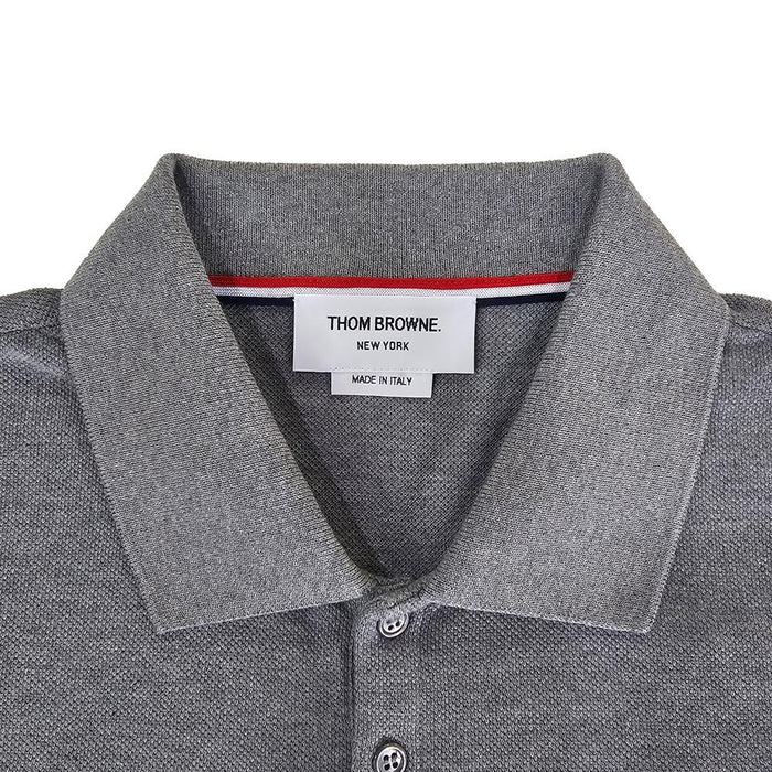 THOM BROWNE Diagonal Stripe Pique Long Sleeve Polo Shirt