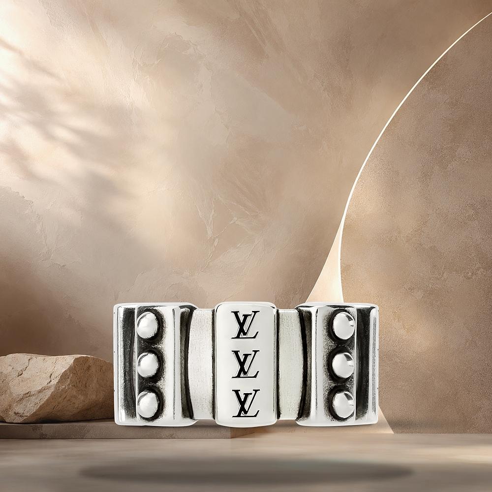 Louis Vuitton Sterling Silver LV Lozine Ring M1774