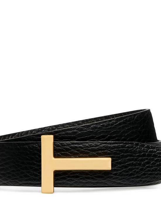 TOM FORD Leather Belt for Men TB224 LCL236G TNE SMOKE GREY BLACK DOM