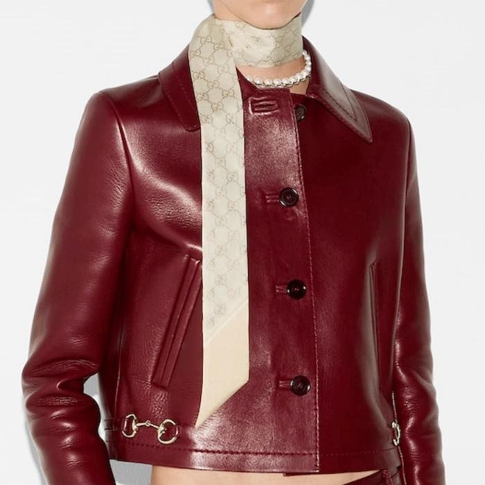 GUCCI GG Silk Neck Bow Scarf 812250 3G001 9078