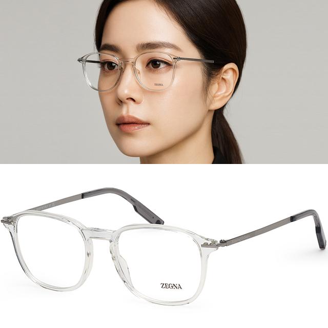 Zegna Transparent Acetate Square Eyeglass Frames Unisex EZ5229 026