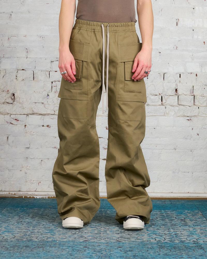 Rick Owens DRKSHDW Cotton Twill Wide Creatch Cargo Pants Pale Gr DU02C5394 TW 25
