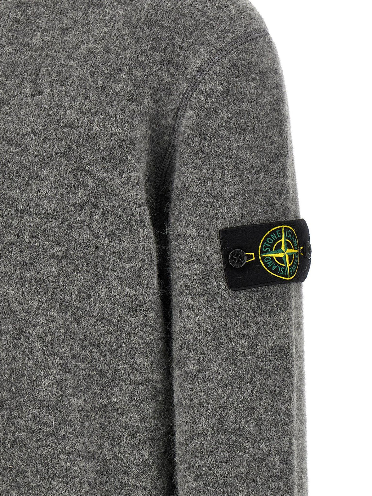 STONE ISLAND Navy Wool Round Neck Knit Sweater for Men