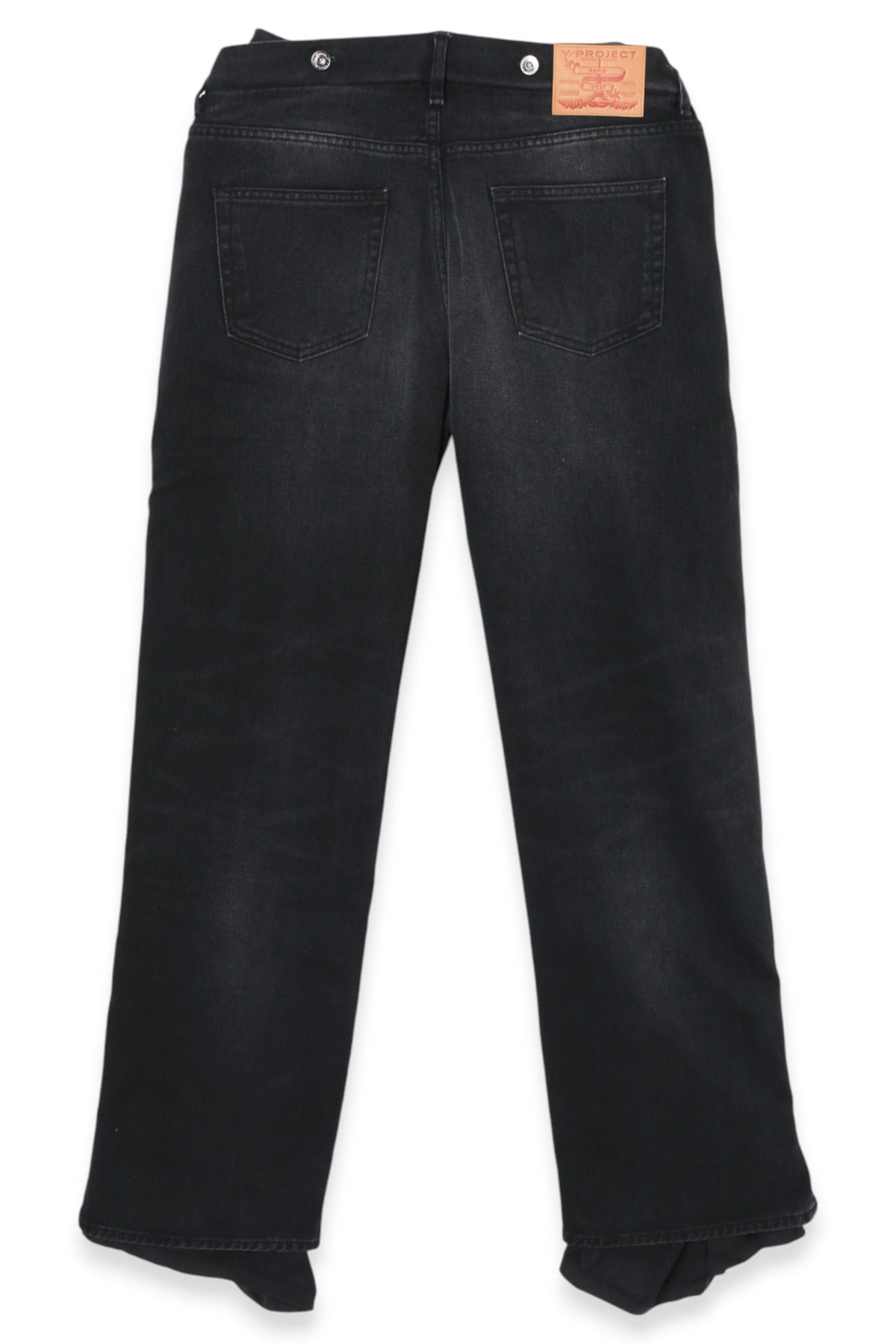 Y PROJECT Collapsed Waist Faded Black Denim Jeans Unisex 107PA007 D15