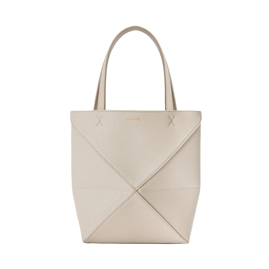 LOEWE Mini Puzzle Fold Tote Bag Leather Brown Women’s