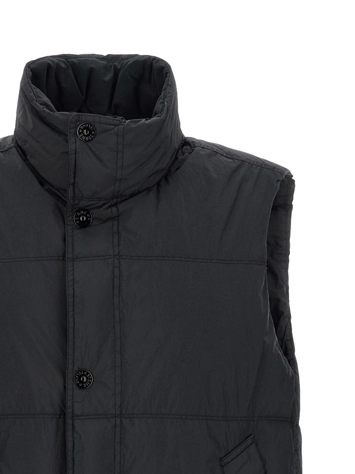 STONE ISLAND Black Nylon Down Puffer Vest