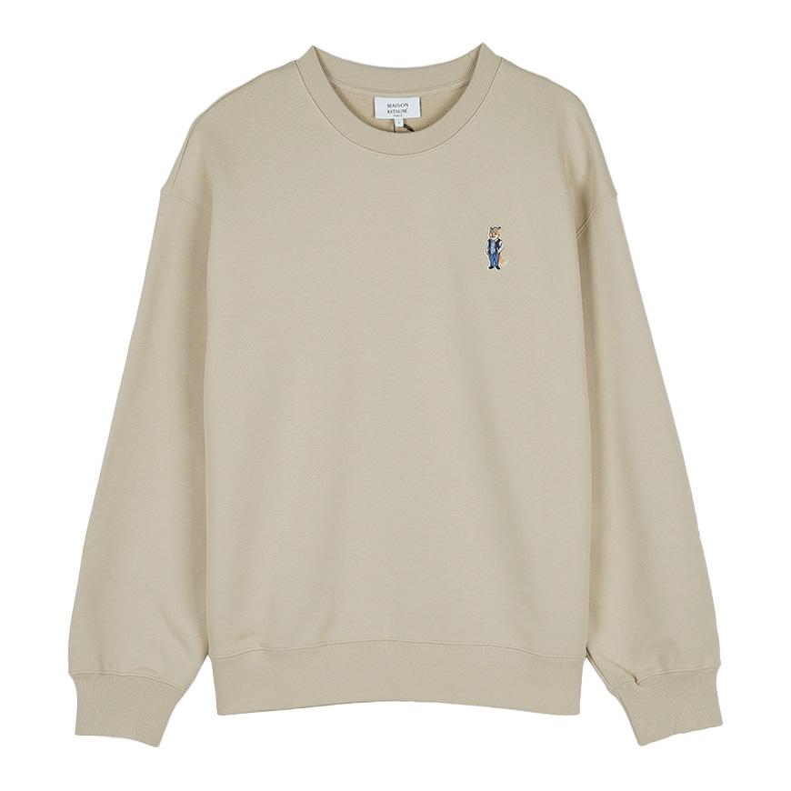 Maison Kitsune Dressed Fox Logo Crewneck Sweatshirt Men Grey PM00310 KM0341 0335
