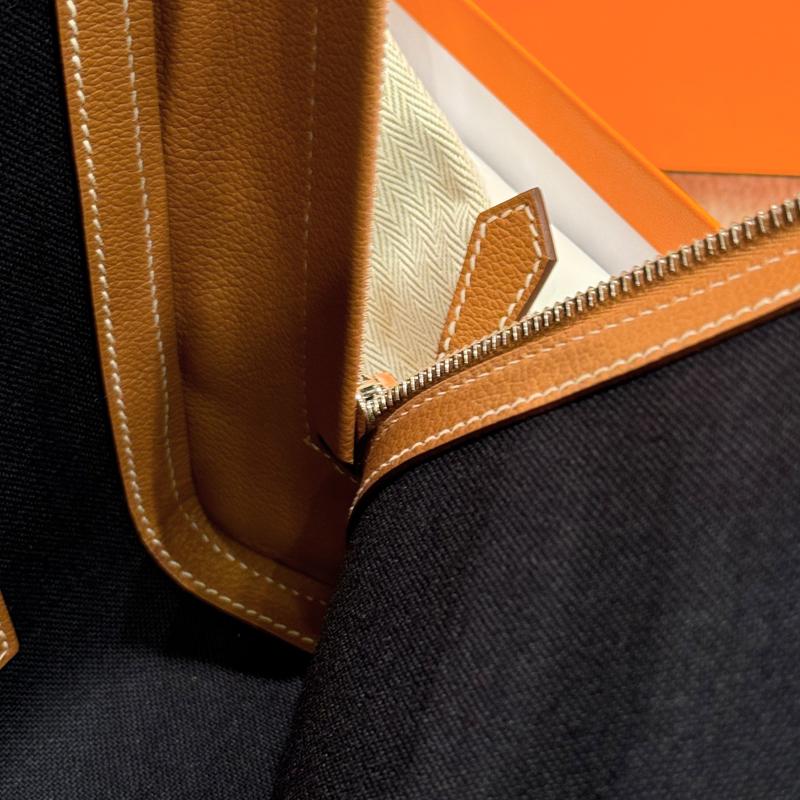 HERMES Victoria Light Brief Case Gold Brown Tote Bag Unisex