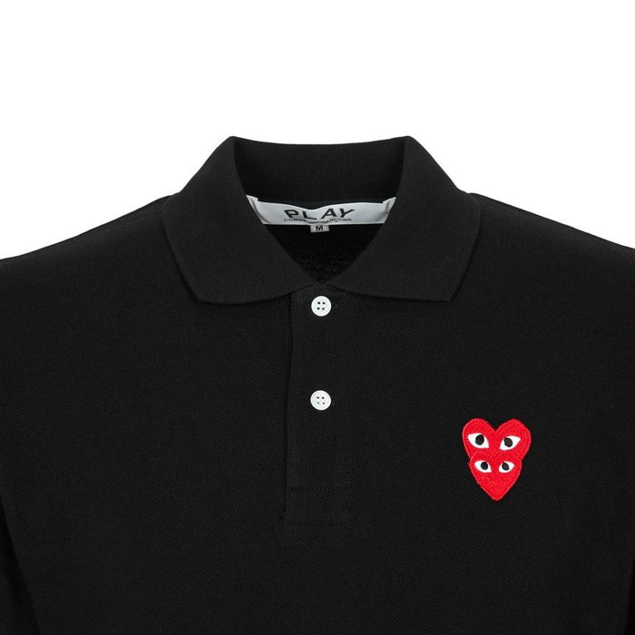 Comme des Garcons Double Heart Patch Polo Shirt Men Short Sleeve