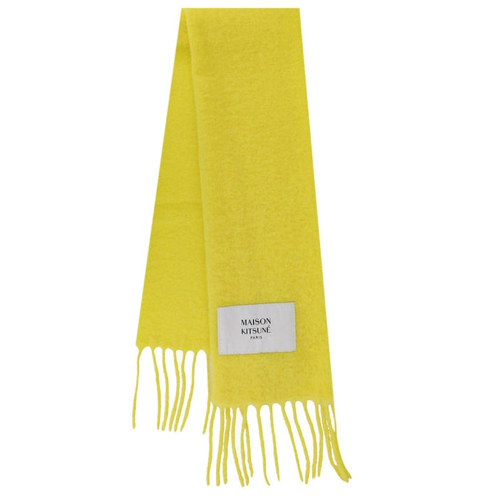 Maison Kitsune Logo Alpaca Fringe Scarf Lemon LW06206WA0022 P725