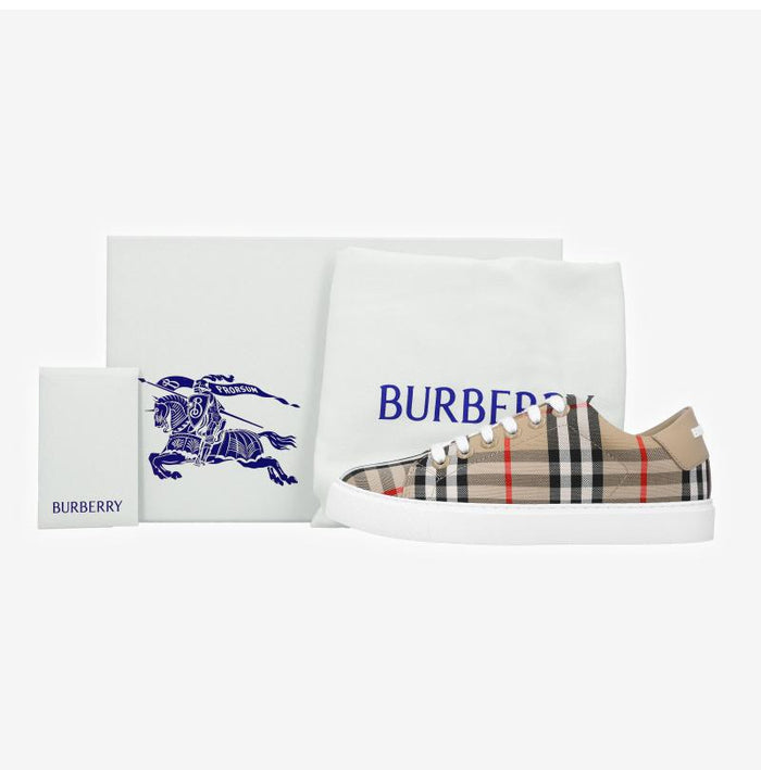 BURBERRY White Low-Top Leather Sneakers Women