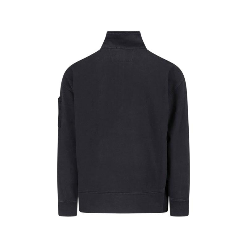 CP Company Diagonal Fleece Zip-Up Sweatshirt Black