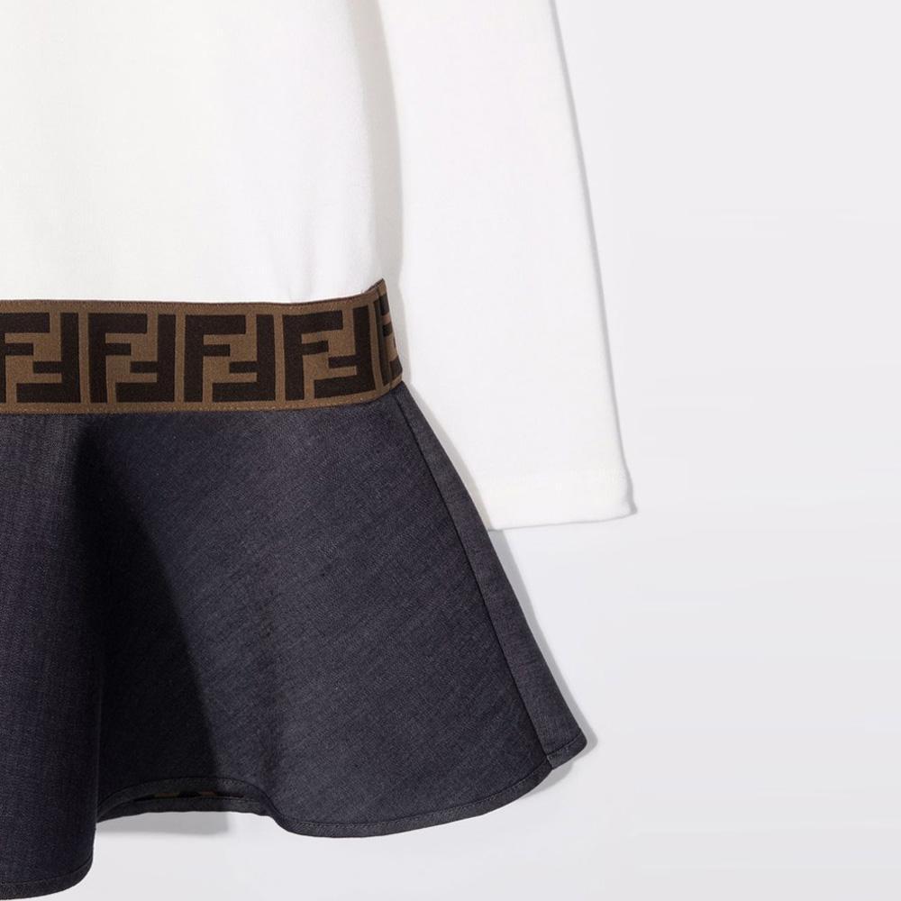 FENDI Women’s Logo Cotton Midi Dress Black