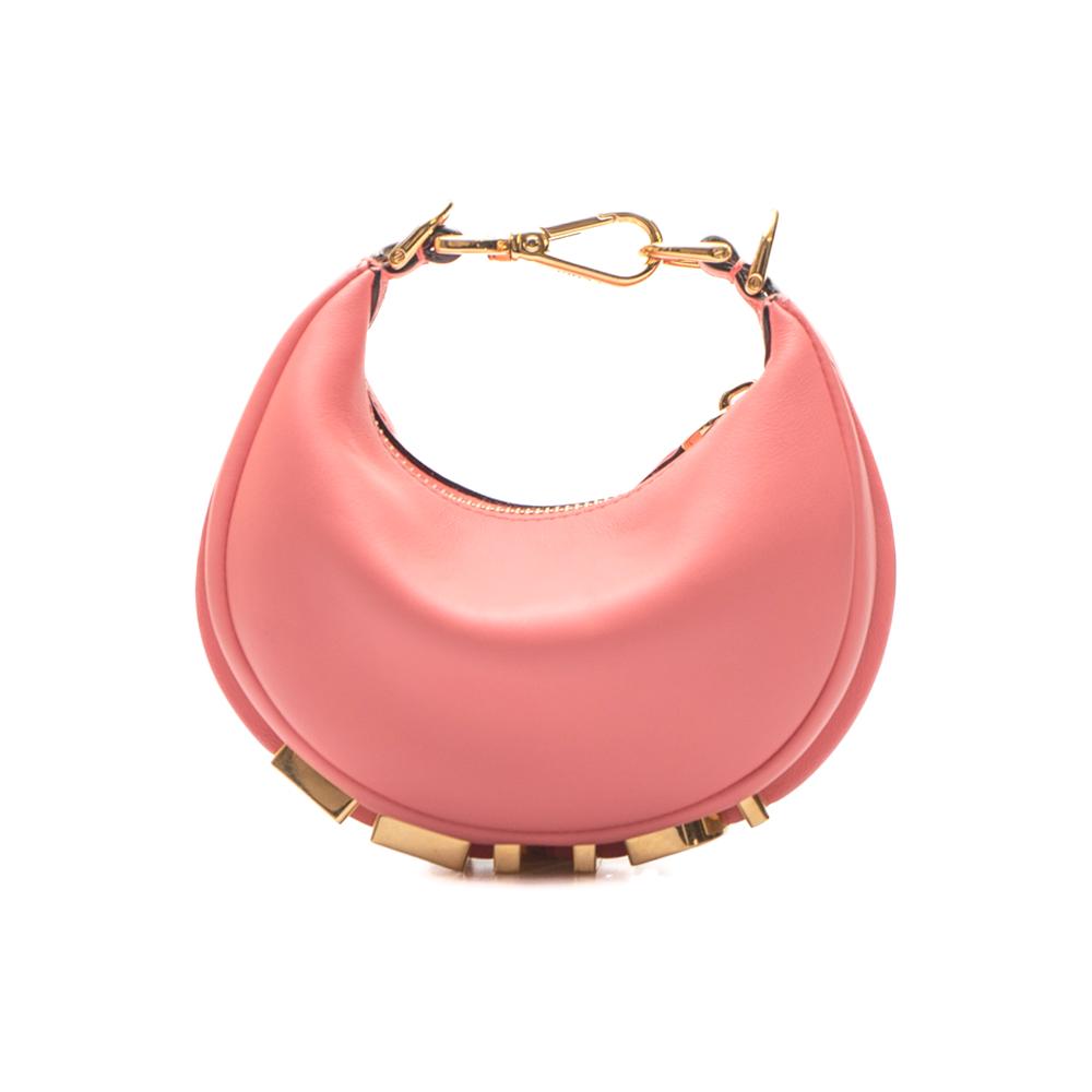 FENDI Pink Nappa Leather Nano Fendigraphy Hobo Shoulder Bag