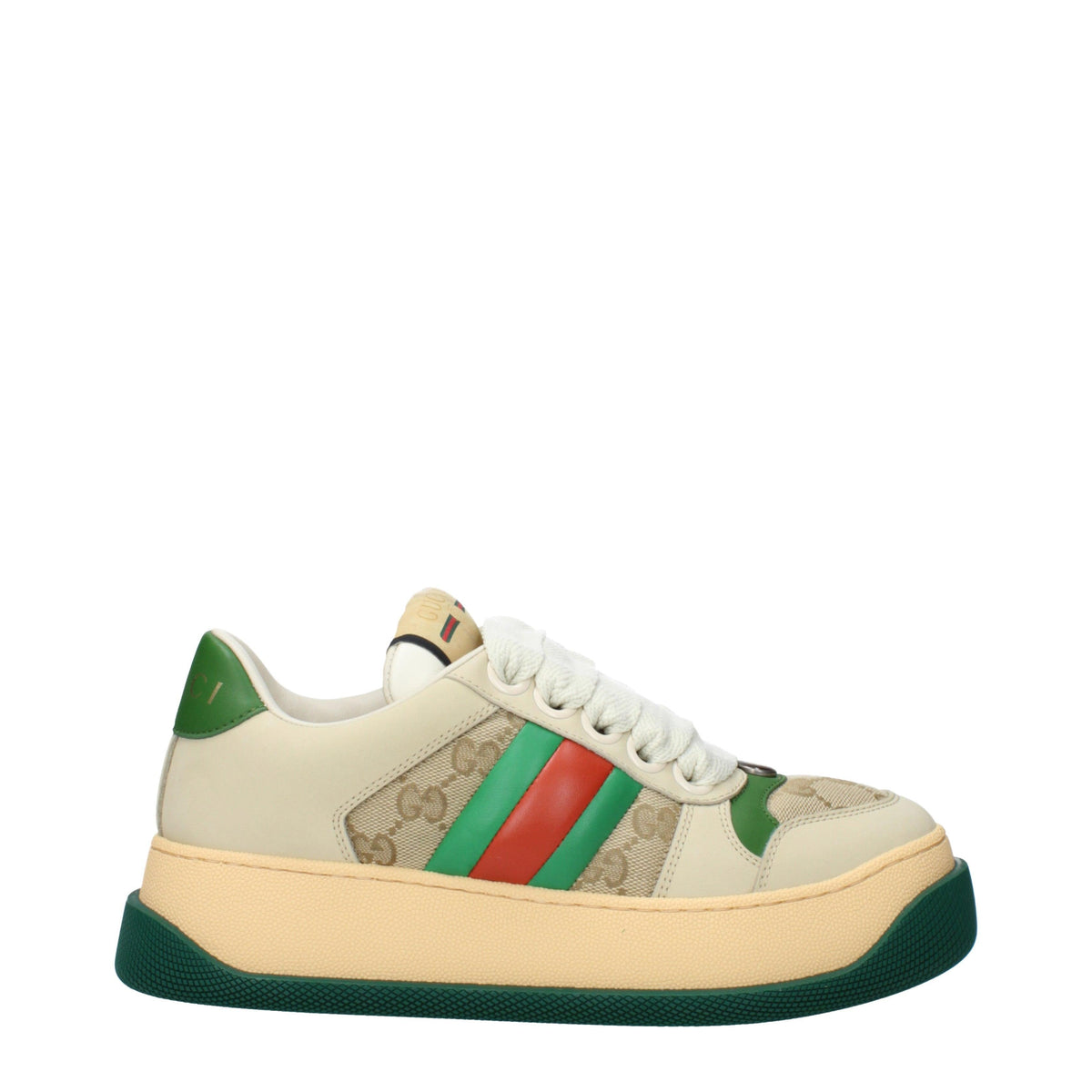 GUCCI White Leather Low-Top Sneakers