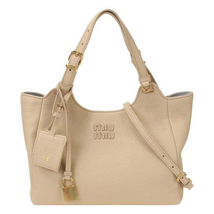 Miu Miu Women's Leather Logo Patch Tote Bag