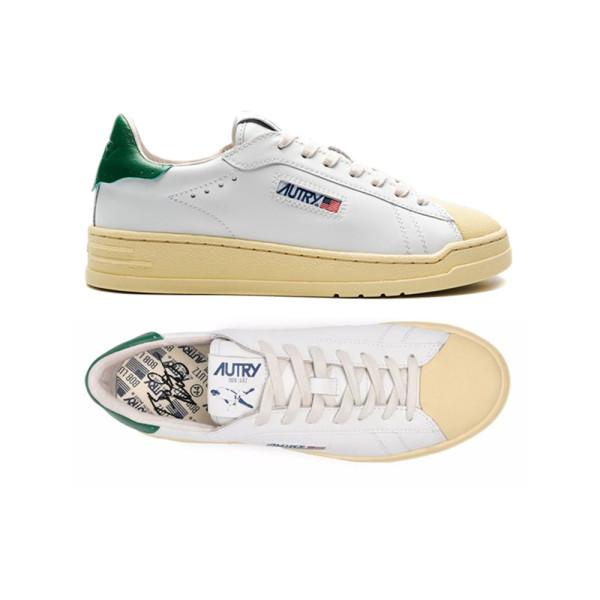AUTRY White Green Tab Low-Top Sneakers for Men